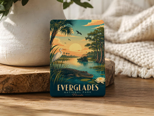 Everglades National Park Fridge Magnet, Florida Wetlands Souvenir, Alligator and Sawgrass Marsh Travel Keepsake