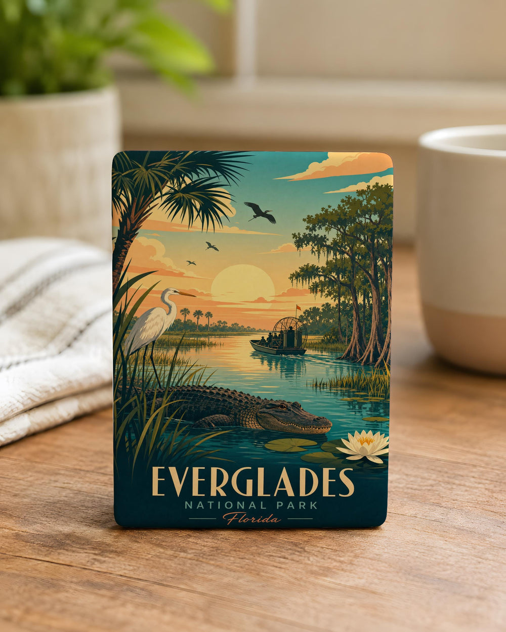 Everglades National Park Fridge Magnet, Florida Wetlands Souvenir, Alligator and Sawgrass Marsh Travel Keepsake