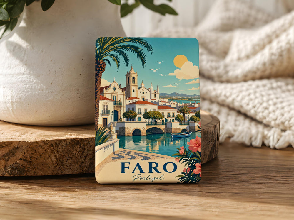 Faro Portugal Fridge Magnet, Faro Landmark Souvenir Magnet, Algarve Travel Gift, Portugal Vacation Keepsake Magnet