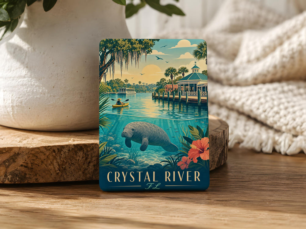 Crystal River Florida Fridge Magnet, Crystal River FL Souvenir Magnet, Citrus County Travel Gift, Manatee Capital of the World Keepsake