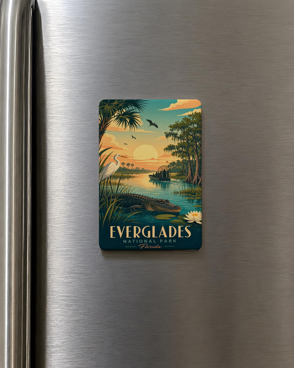 Everglades National Park Fridge Magnet, Florida Wetlands Souvenir, Alligator and Sawgrass Marsh Travel Keepsake
