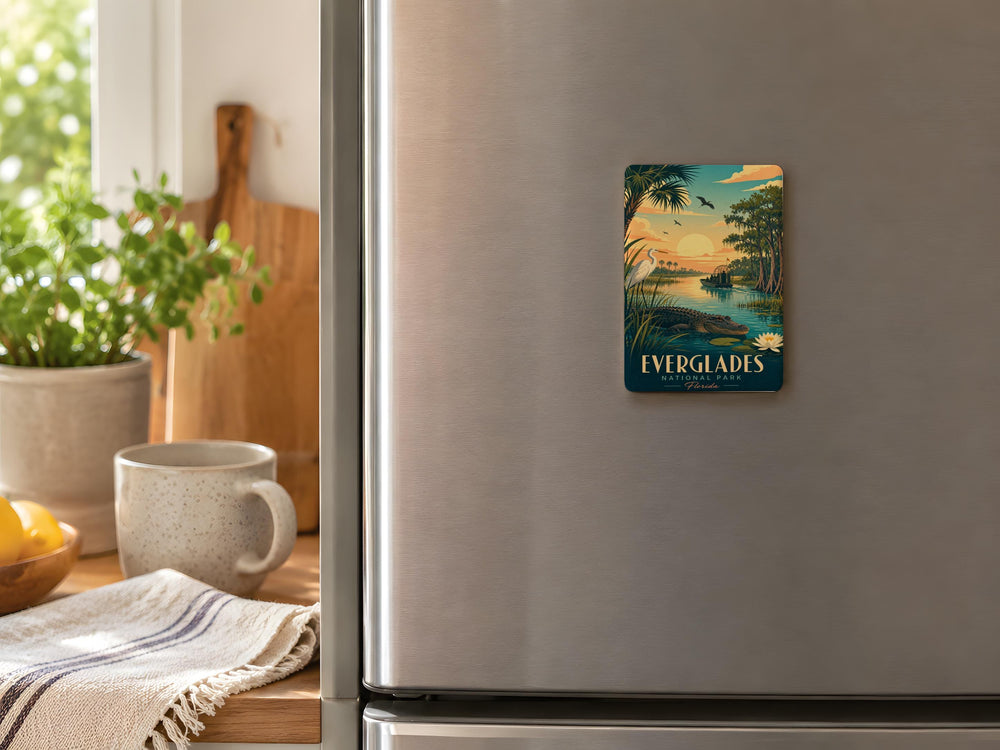 Everglades National Park Fridge Magnet, Florida Wetlands Souvenir, Alligator and Sawgrass Marsh Travel Keepsake