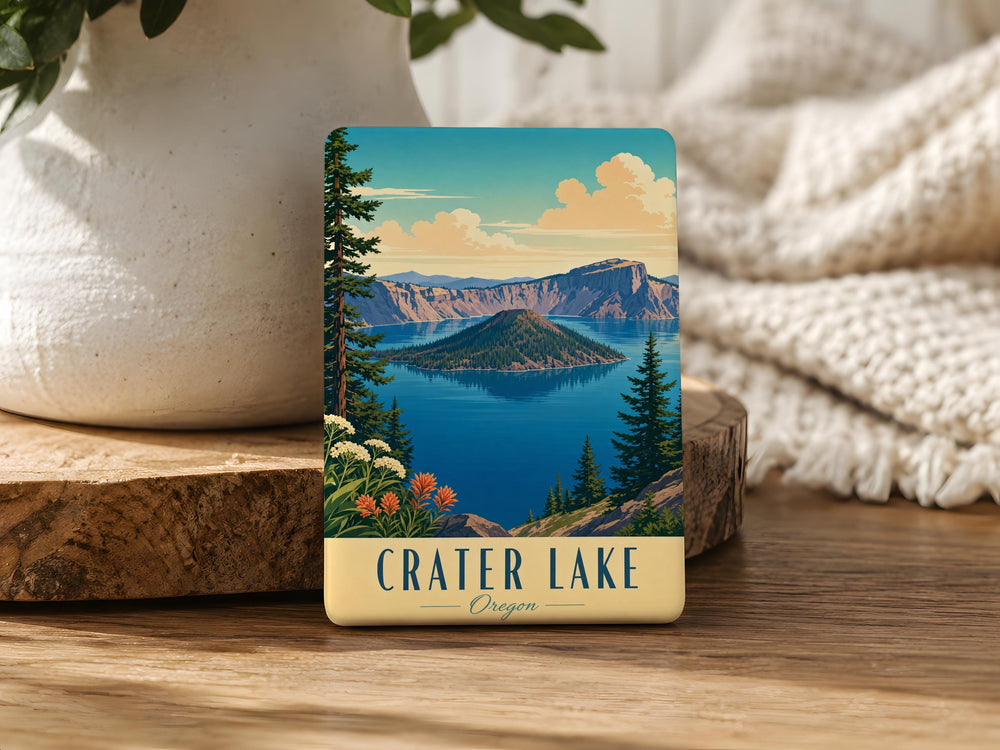 Crater Lake Fridge Magnet, Oregon National Park Souvenir Magnet, Scenic Lake & Caldera Travel Keepsake Magnet