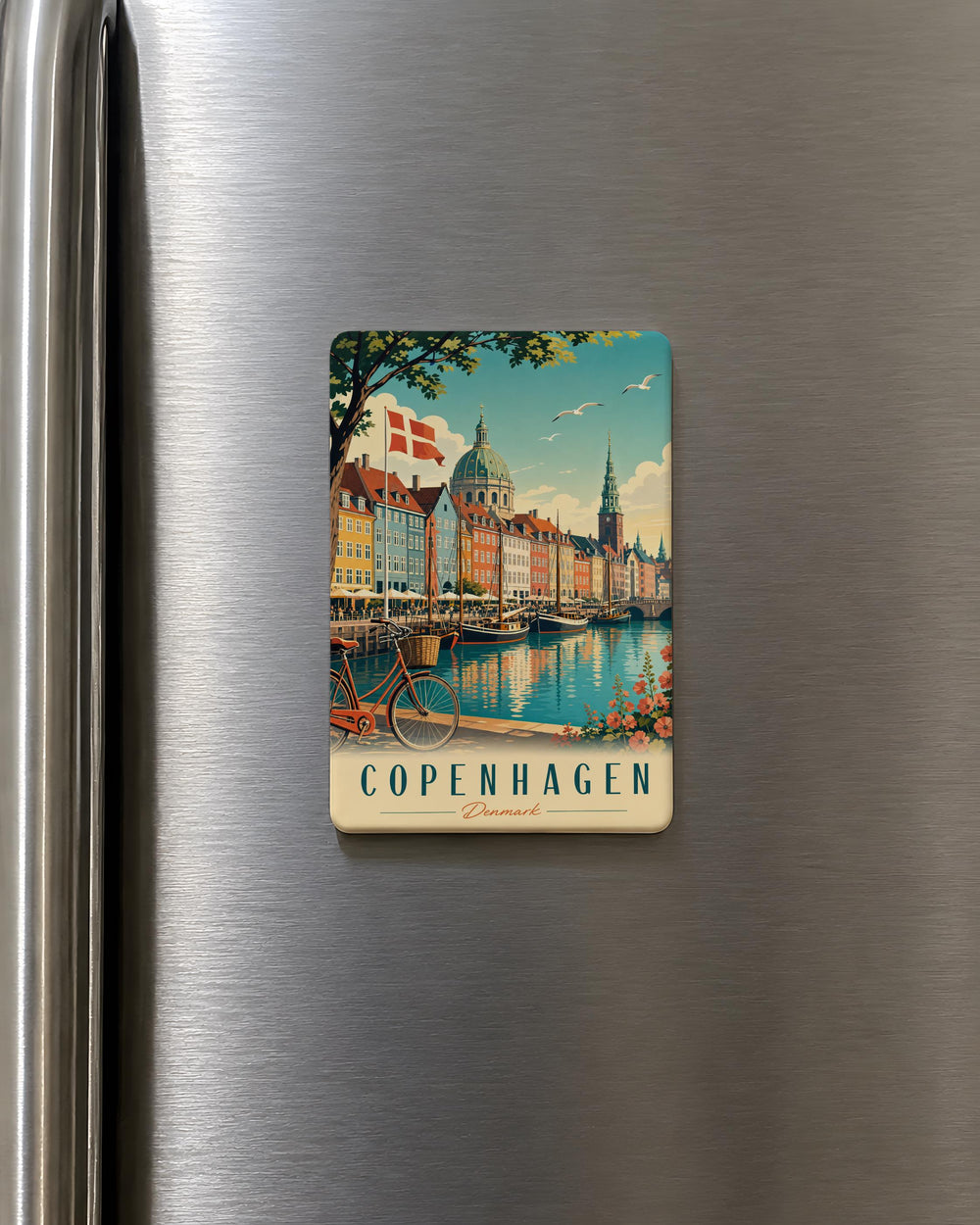 Denmark Fridge Magnet, Denmark Souvenir Magnet, Denmark Travel Gift, Scandinavian Country Magnet, Copenhagen Magnet