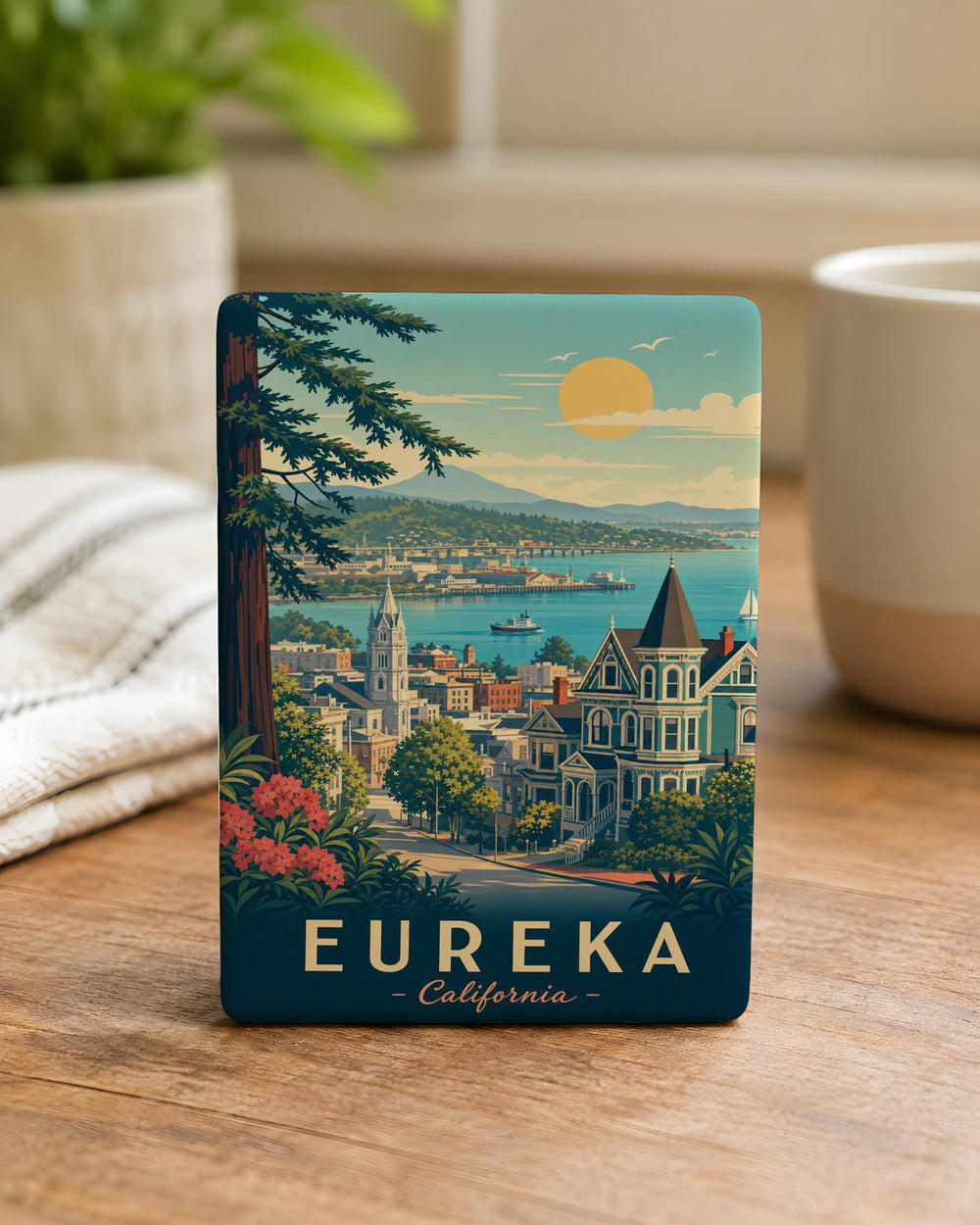 Eureka California Fridge Magnet, Eureka CA Souvenir Magnet, Humboldt County Travel Gift, Coastal Redwood Town Keepsake Magnet