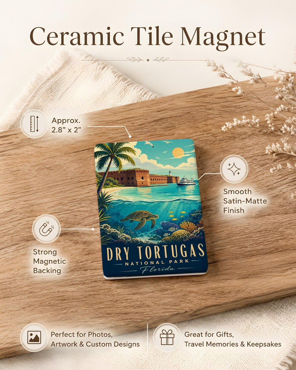 Dry Tortugas National Park Fridge Magnet, Florida Keys Souvenir, Fort Jefferson Coastal Island Travel Keepsake Magnet