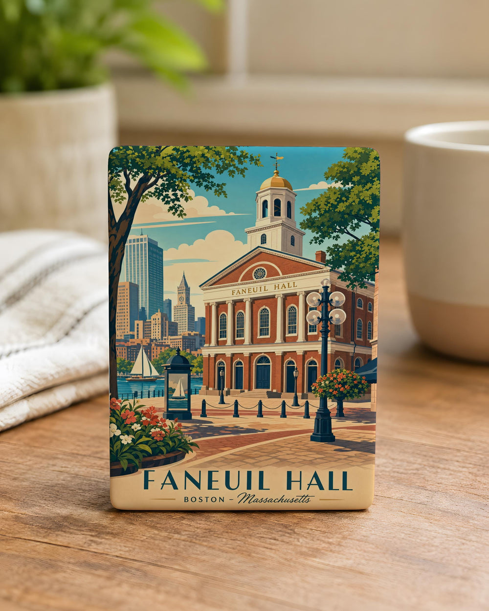 Faneuil Hall Boston Fridge Magnet, Quincy Market Landmark Souvenir, Massachusetts Travel Keepsake Magnet