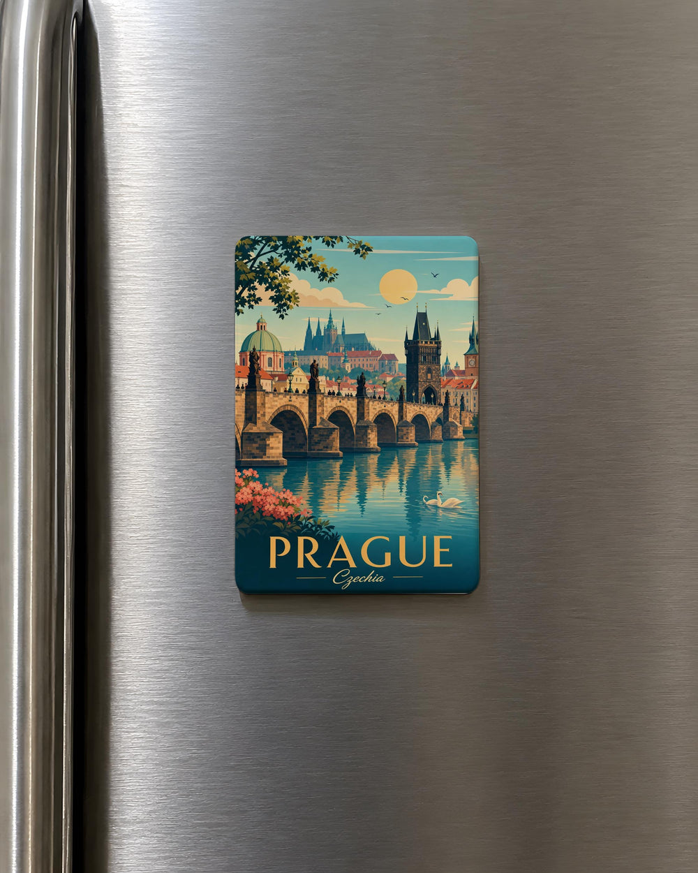 Charles Bridge Prague Fridge Magnet, Czech Republic Landmark Souvenir, Historic Vltava River Bridge Travel Gift