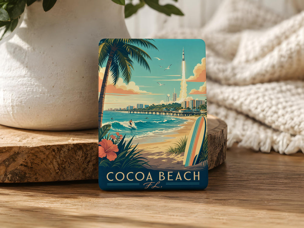 Cocoa Beach Florida Fridge Magnet, Cocoa Beach FL Souvenir Magnet, Space Coast Vacation Travel Gift Magnet