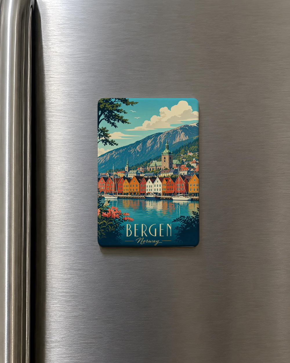 Bergen Norway Fridge Magnet, Bergen City Souvenir Magnet, Norway Travel Keepsake, Scandinavian Landmark Refrigerator Magnet