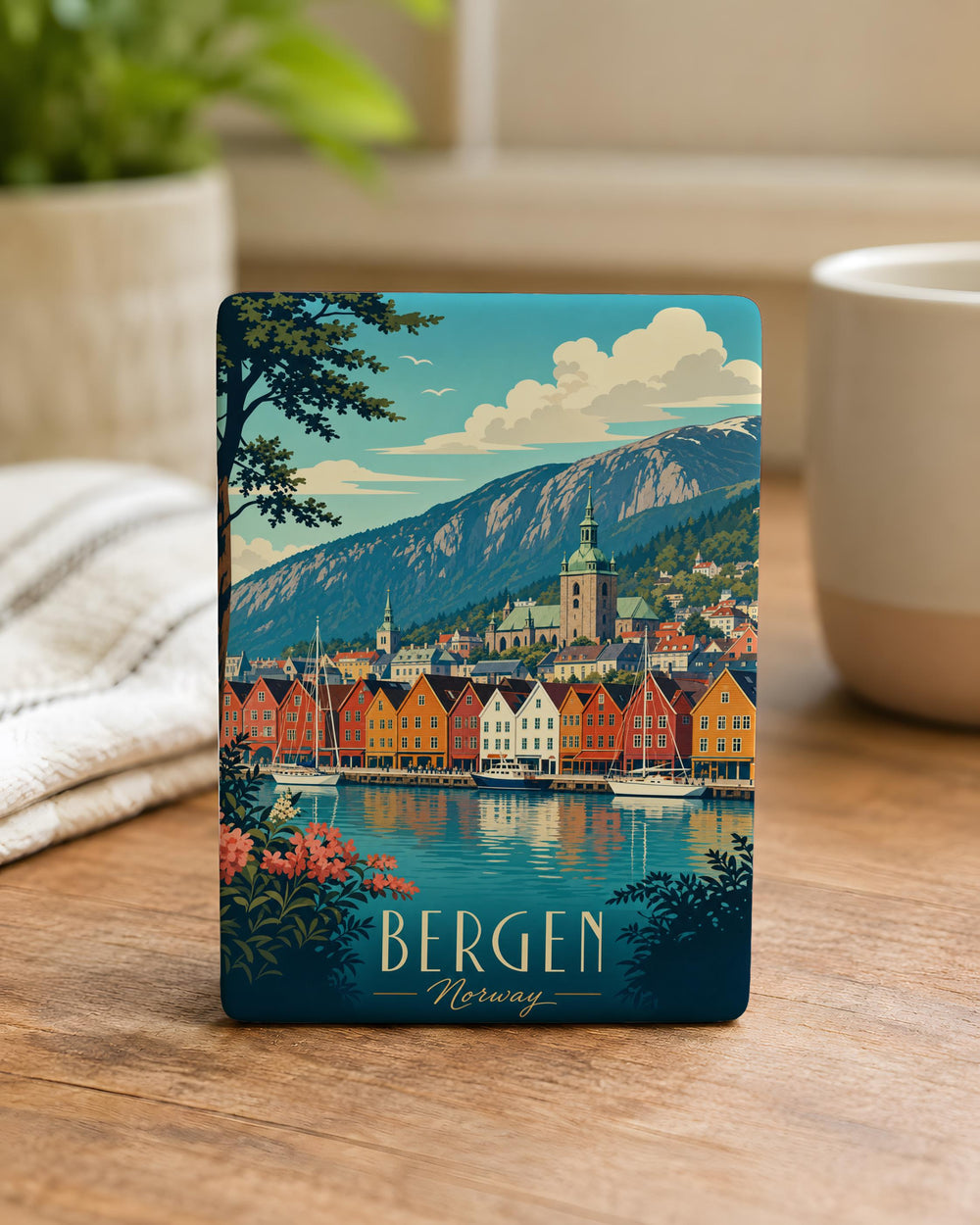 Bergen Norway Fridge Magnet, Bergen City Souvenir Magnet, Norway Travel Keepsake, Scandinavian Landmark Refrigerator Magnet