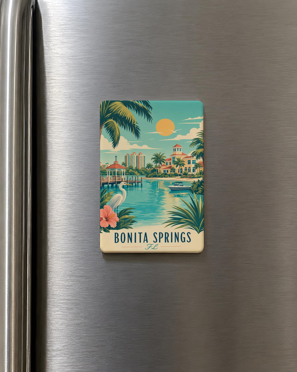 Bonita Springs FL Fridge Magnet, Florida Souvenir Magnet, Bonita Springs Vacation Travel Gift, Gulf Coast Keepsake Magnet