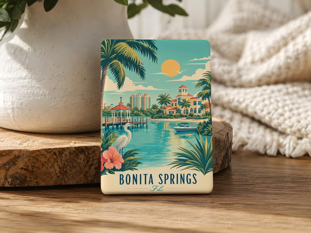 Bonita Springs FL Fridge Magnet, Florida Souvenir Magnet, Bonita Springs Vacation Travel Gift, Gulf Coast Keepsake Magnet