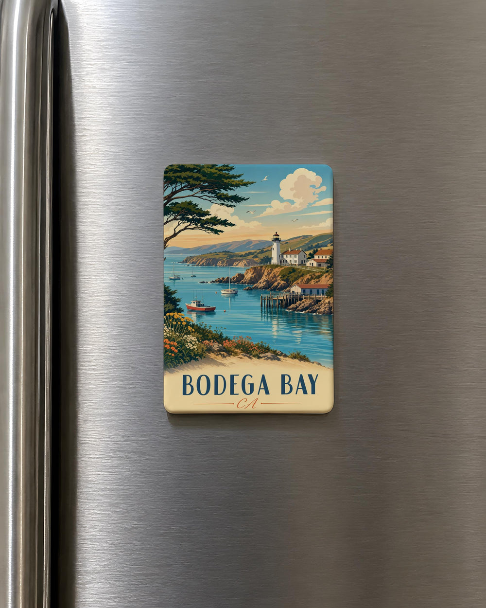 Bodega Bay CA Fridge Magnet, California Coastal Town Souvenir Magnet, Sonoma County Travel Gift, Bodega Bay Keepsake Magnet