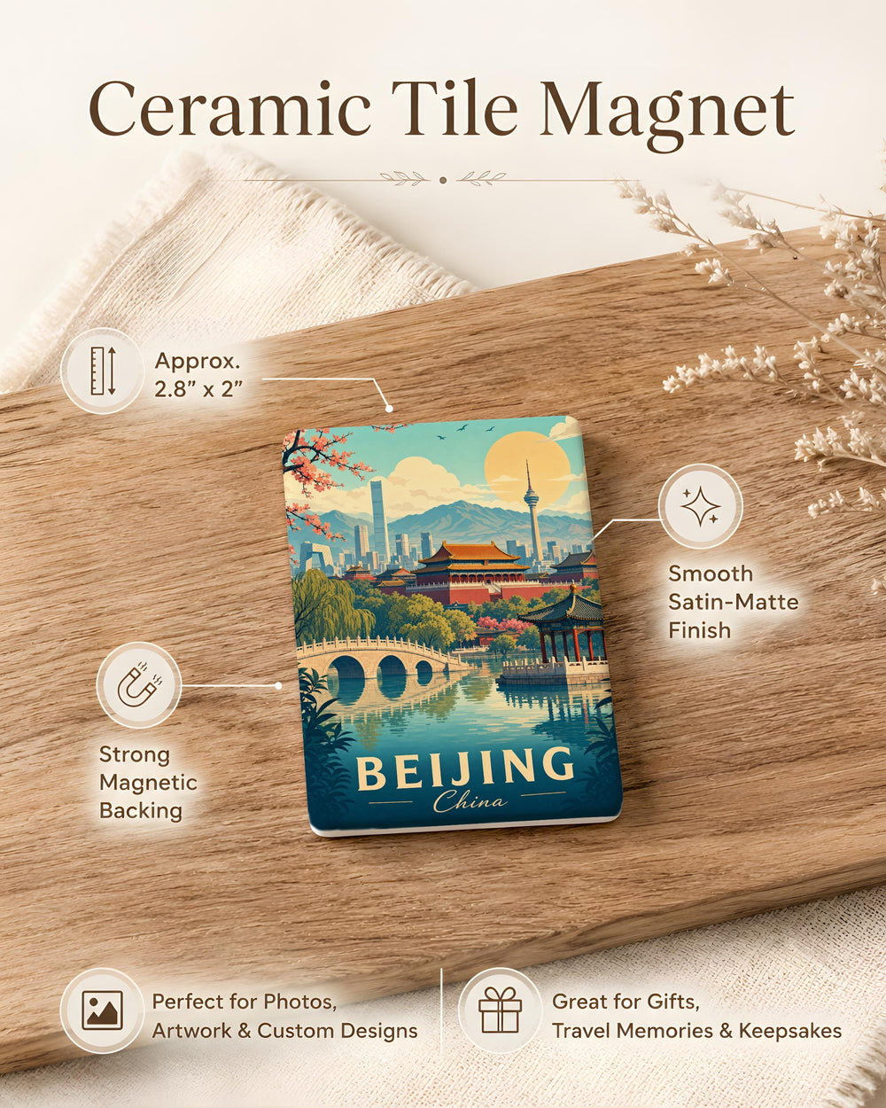 Beijing China Fridge Magnet, Beijing City Souvenir Magnet, China Travel Landmark Refrigerator Magnet Gift