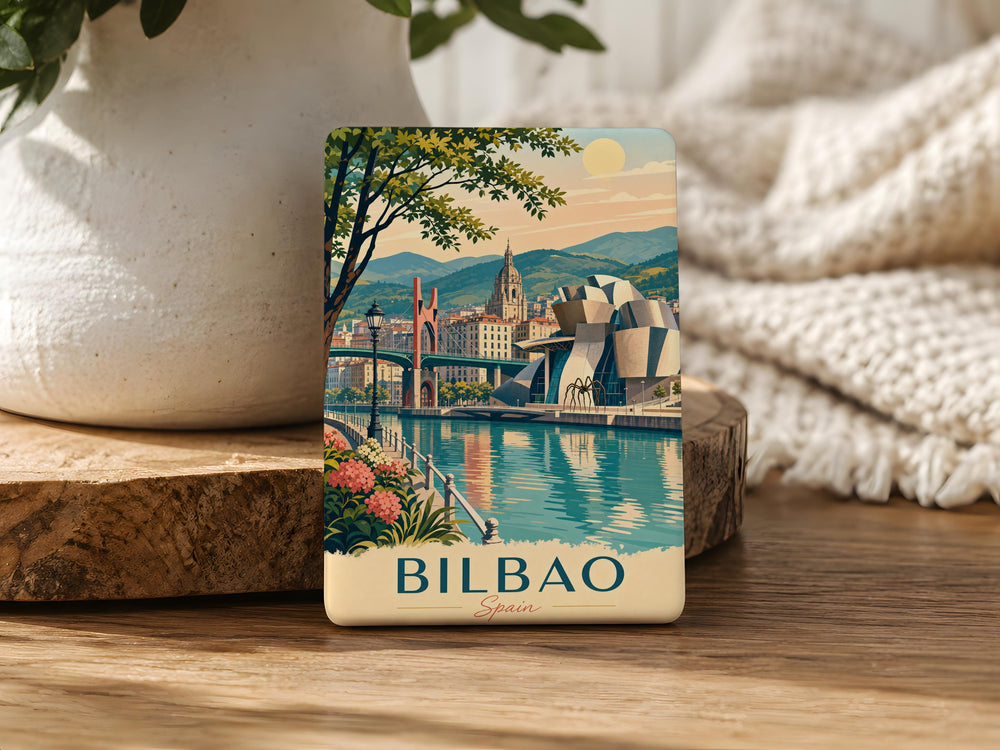 Bilbao Spain Fridge Magnet, Bilbao Souvenir Magnet, Basque Country Travel Gift, Bilbao Landmark Keepsake, Spain Vacation Memento
