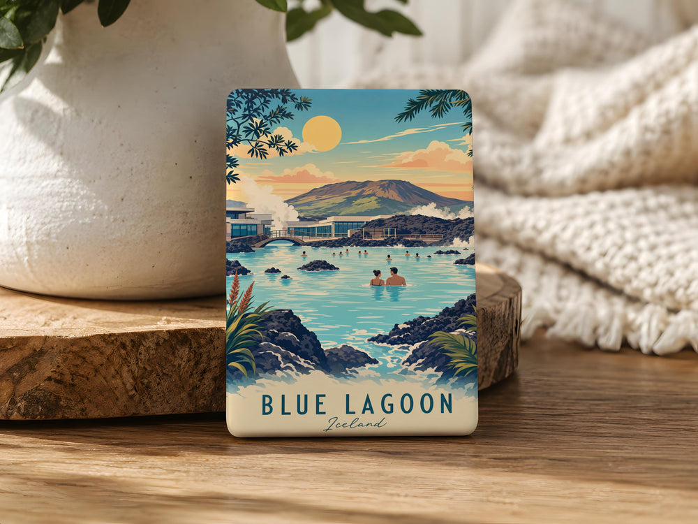 Blue Lagoon Fridge Magnet, Tropical Lagoon Scene Souvenir Magnet, Beach Vacation Refrigerator Magnet, Coastal Travel Gift