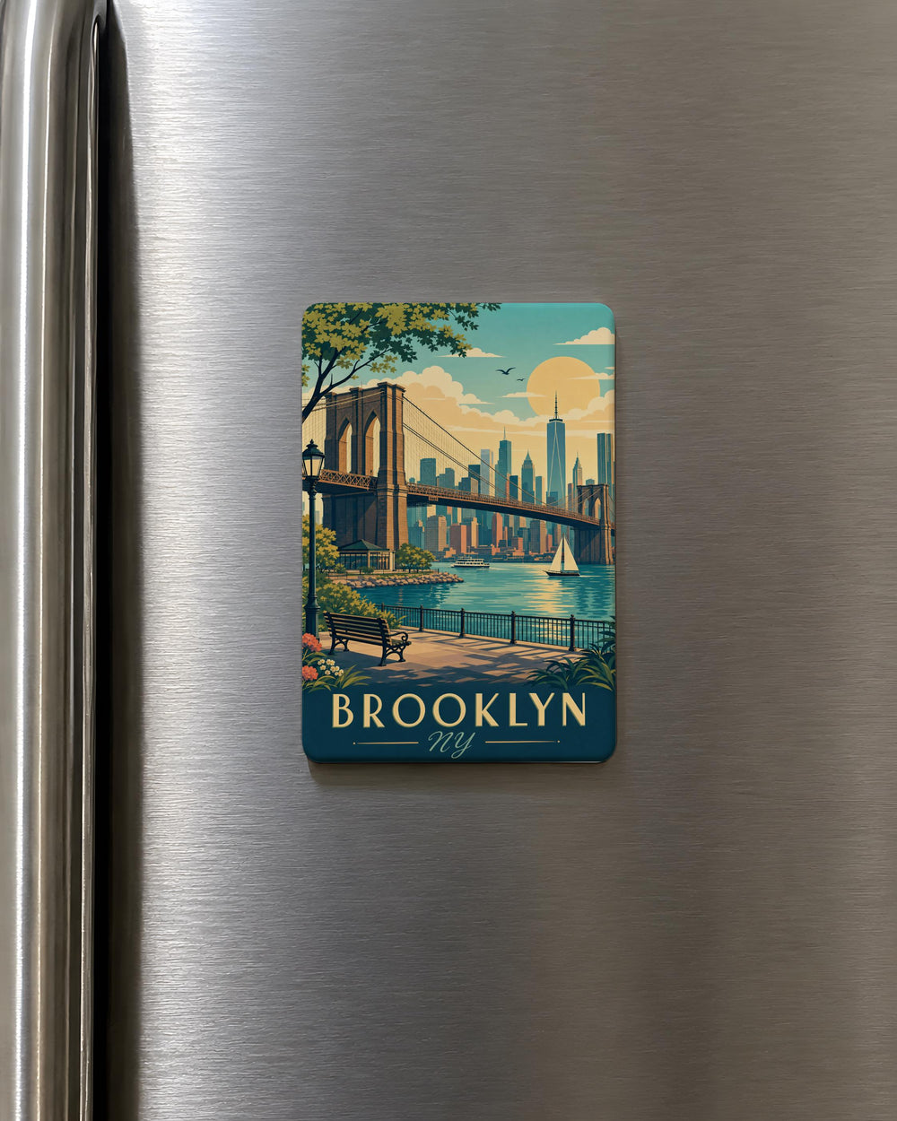 Brooklyn NY Fridge Magnet, Brooklyn New York Souvenir Magnet, NYC Travel Gift, Brooklyn Landmark Keepsake Magnet
