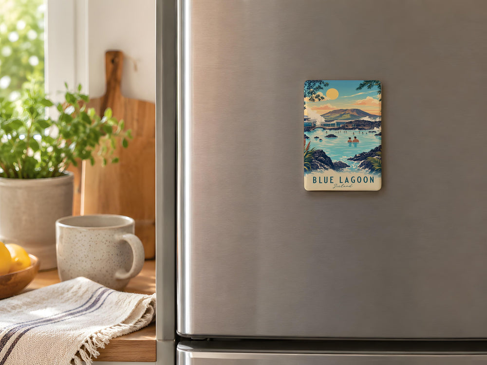 Blue Lagoon Fridge Magnet, Tropical Lagoon Scene Souvenir Magnet, Beach Vacation Refrigerator Magnet, Coastal Travel Gift