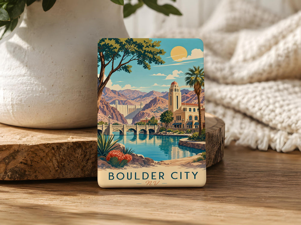 Boulder City Nevada Fridge Magnet, Boulder City NV Souvenir Magnet, Nevada Travel Gift, USA Landmark Keepsake Magnet