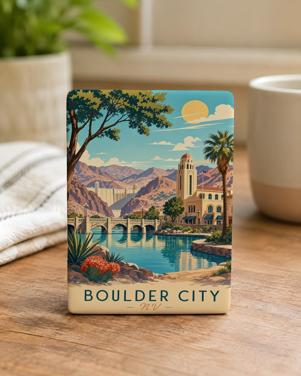 Boulder City Nevada Fridge Magnet, Boulder City NV Souvenir Magnet, Nevada Travel Gift, USA Landmark Keepsake Magnet