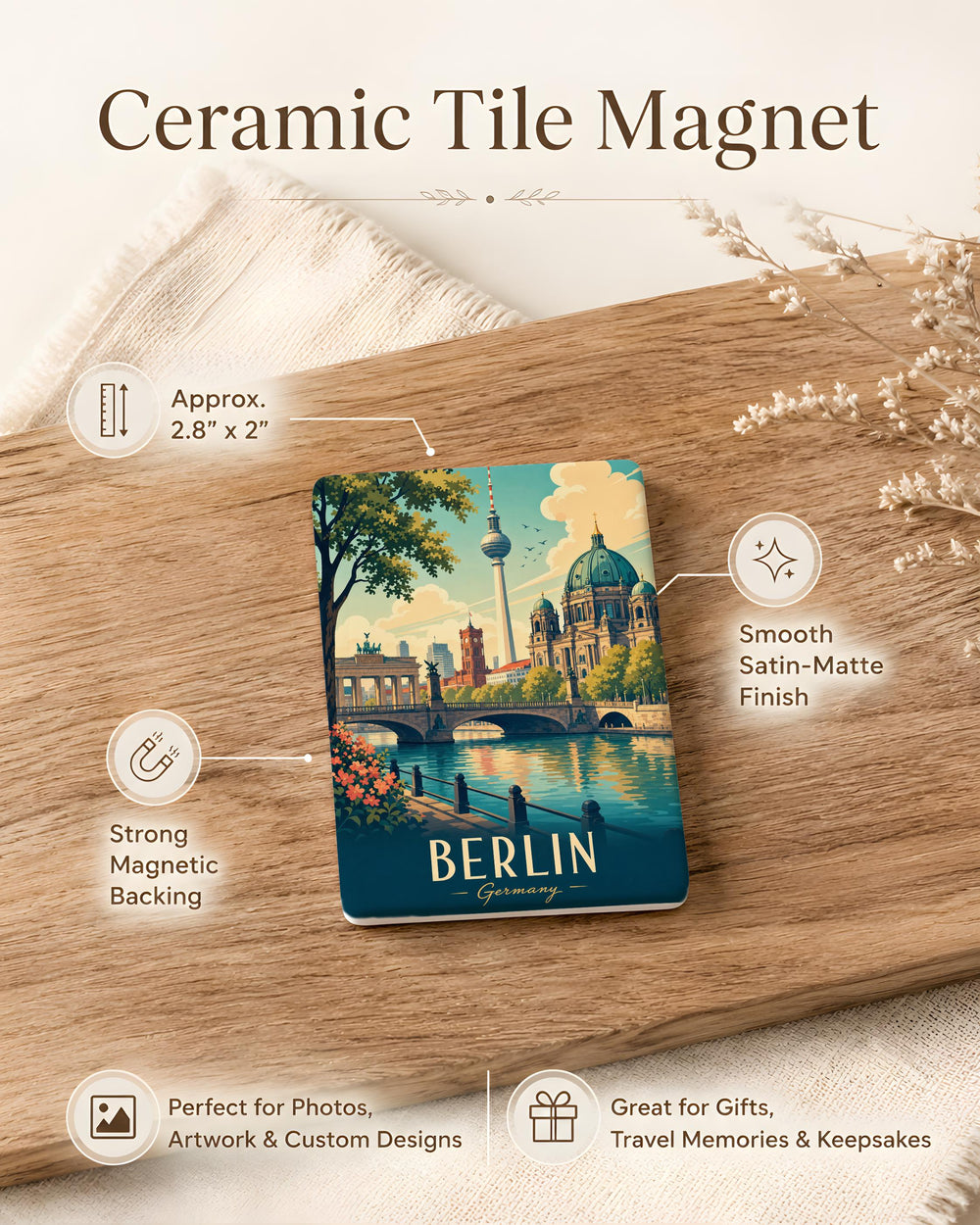 Berlin Germany Fridge Magnet, Berlin Landmark Souvenir Magnet, Travel Gift, Berlin Cityscape Magnet, Germany Keepsake Magnet