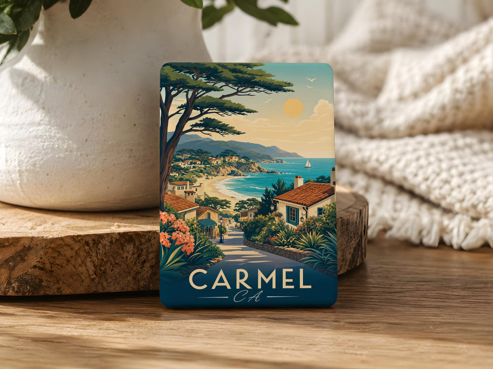 Carmel California Fridge Magnet, Carmel-by-the-Sea Souvenir Magnet, Coastal Town Travel Gift, Monterey Peninsula Keepsake
