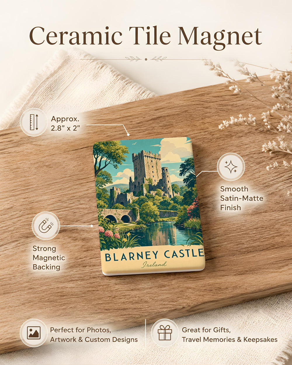 Blarney Castle Fridge Magnet, Ireland Castle Souvenir Magnet, County Cork Travel Keepsake, Irish Landmark Kitchen Magnet