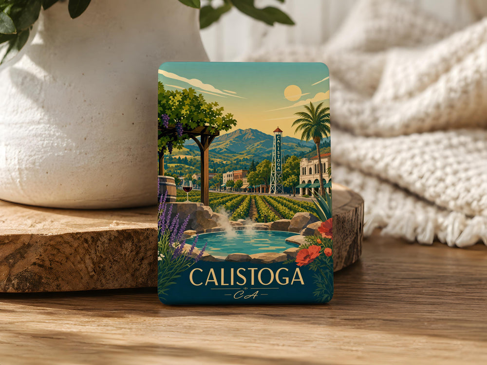 Calistoga CA Fridge Magnet, Calistoga California Souvenir Magnet, Napa Valley Travel Gift, Calistoga Landmark Keepsake Magnet