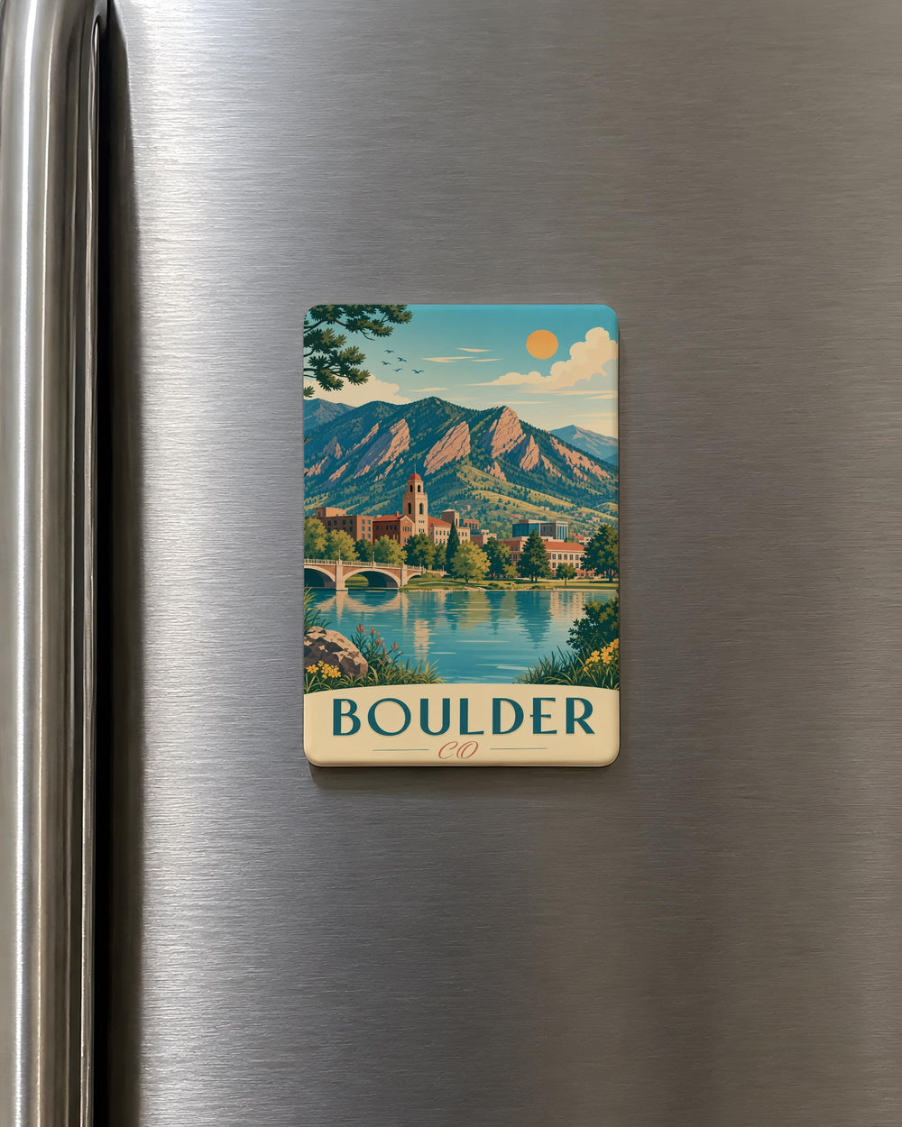 Boulder Colorado Fridge Magnet, Boulder CO Souvenir Magnet, Colorado Travel Gift, Rocky Mountains Keepsake, City Landmark Magnet