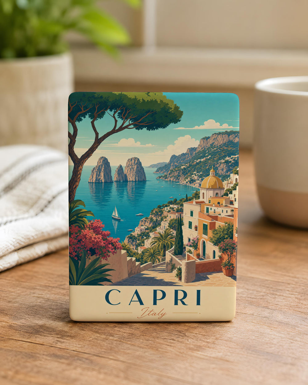 Capri Italy Fridge Magnet, Capri Island Souvenir, Italian Travel Keepsake, Amalfi Coast Gift, Mediterranean Vacation Magnet