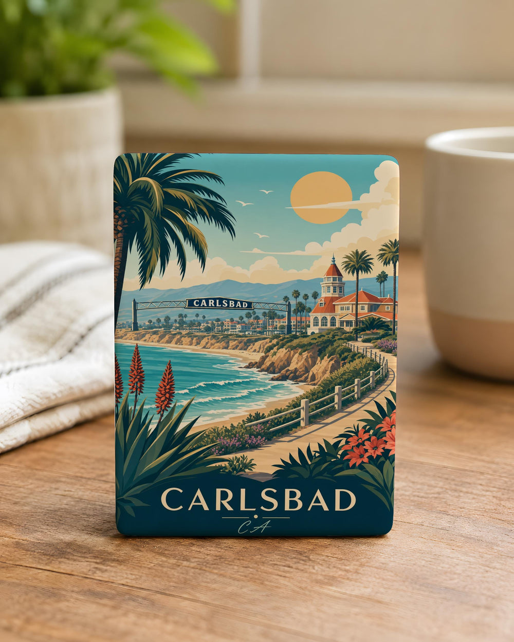 Carlsbad CA Fridge Magnet, Carlsbad California Souvenir Magnet, Coastal Beach Town Travel Keepsake Magnet