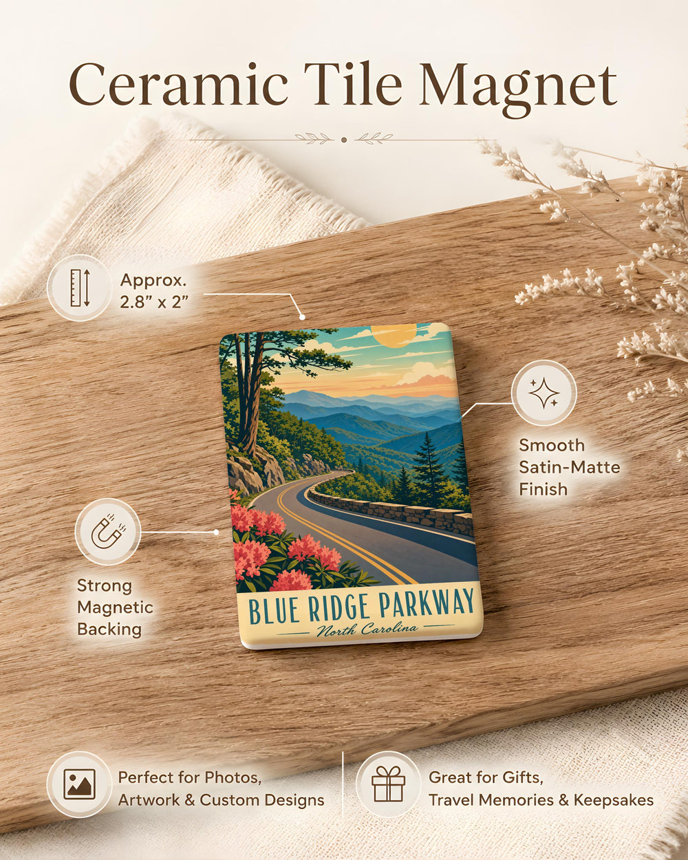 Blue Ridge Parkway Fridge Magnet, Scenic Mountain Drive Souvenir, Blue Ridge Mountains Road Trip Travel Gift