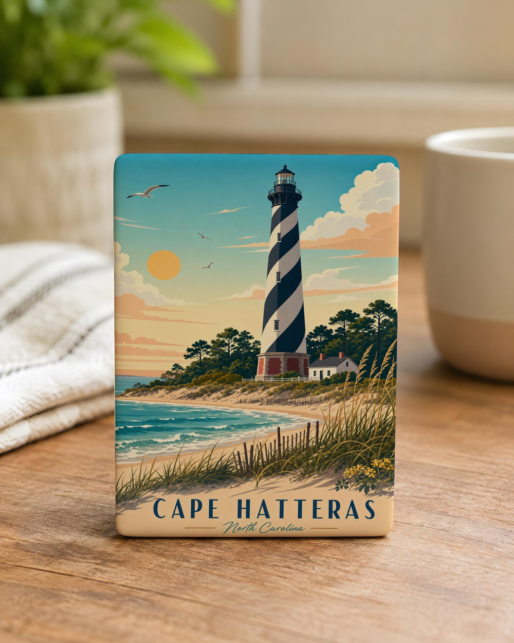 Cape Hatteras Lighthouse Fridge Magnet, Outer Banks North Carolina Souvenir Magnet, Coastal Landmark Refrigerator Magnet