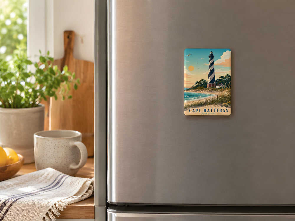 Cape Hatteras Lighthouse Fridge Magnet, Outer Banks North Carolina Souvenir Magnet, Coastal Landmark Refrigerator Magnet