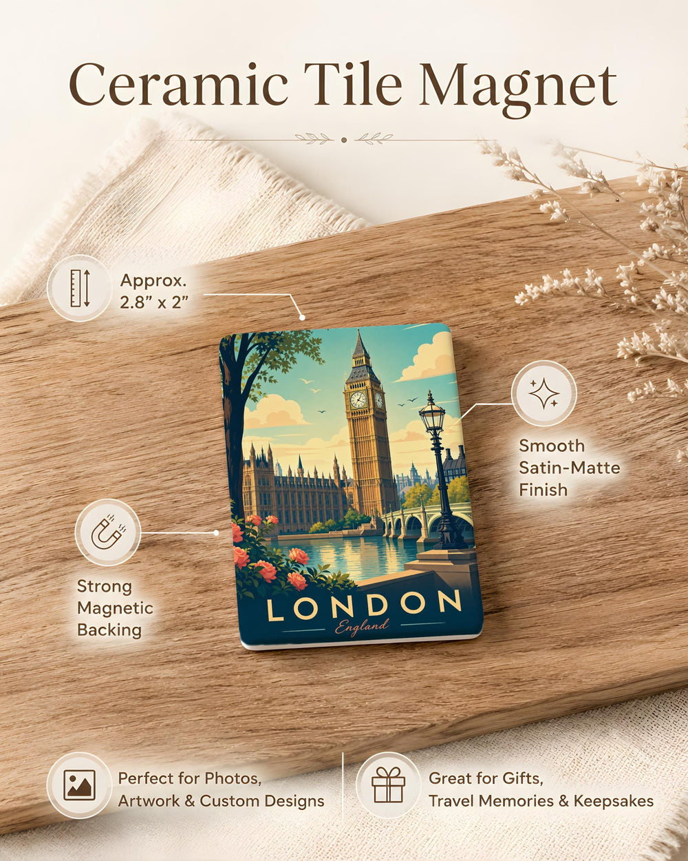 Big Ben London Fridge Magnet, UK Landmark Souvenir Magnet, Westminster Clock Tower Travel Keepsake Gift