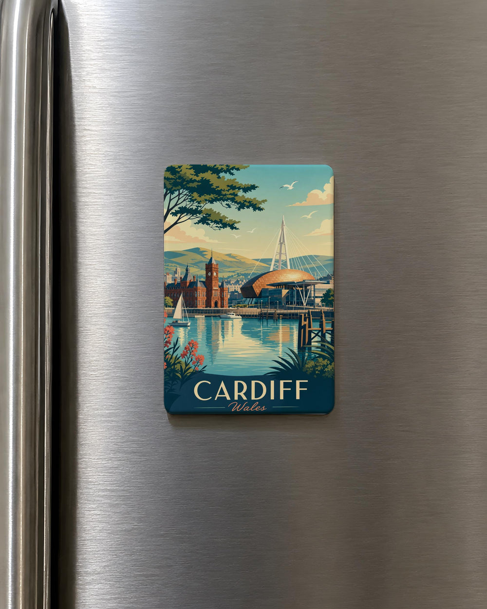 Cardiff Wales Fridge Magnet, Cardiff City Souvenir Magnet, Wales Travel Gift, Cardiff Landmark Keepsake Magnet