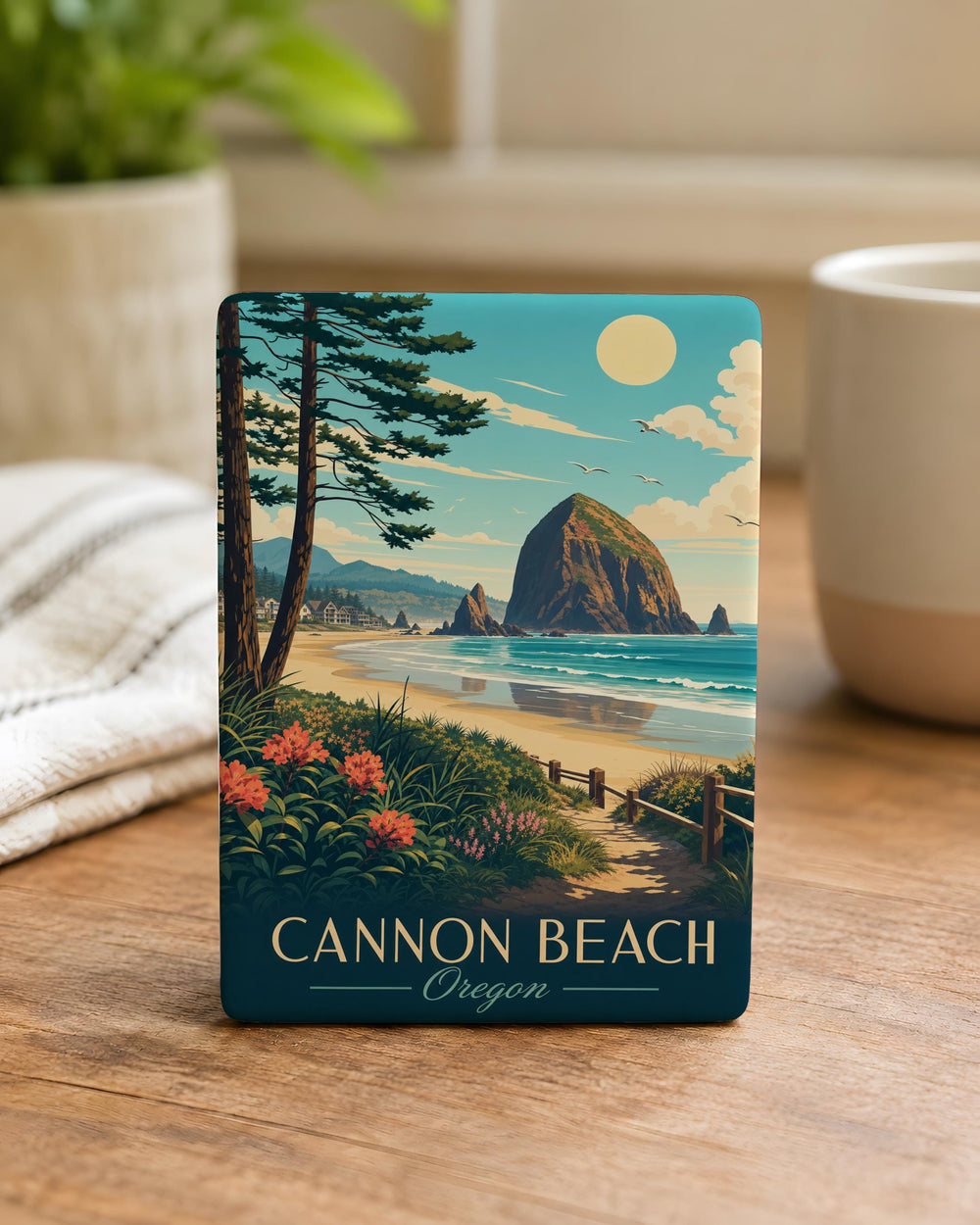 Cannon Beach Oregon Fridge Magnet, Haystack Rock Coastal Souvenir, Oregon Coast Travel Gift, Beach Lover Kitchen Magnet