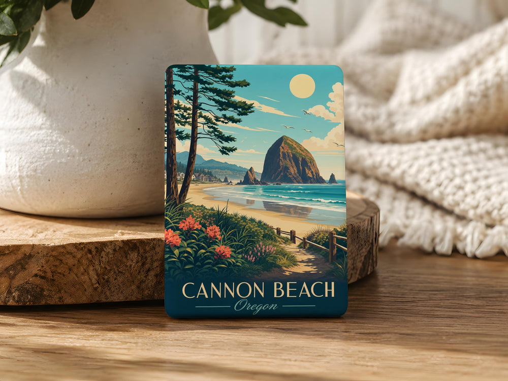 Cannon Beach Oregon Fridge Magnet, Haystack Rock Coastal Souvenir, Oregon Coast Travel Gift, Beach Lover Kitchen Magnet