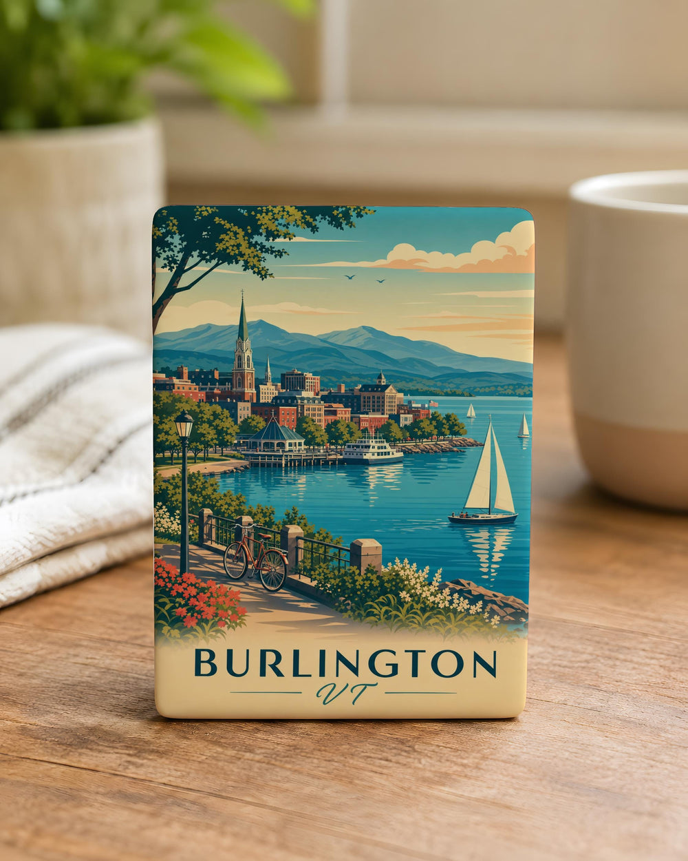 Burlington VT Fridge Magnet, Burlington Vermont Souvenir Magnet, Lake Champlain Travel Gift, Vermont Keepsake Magnet