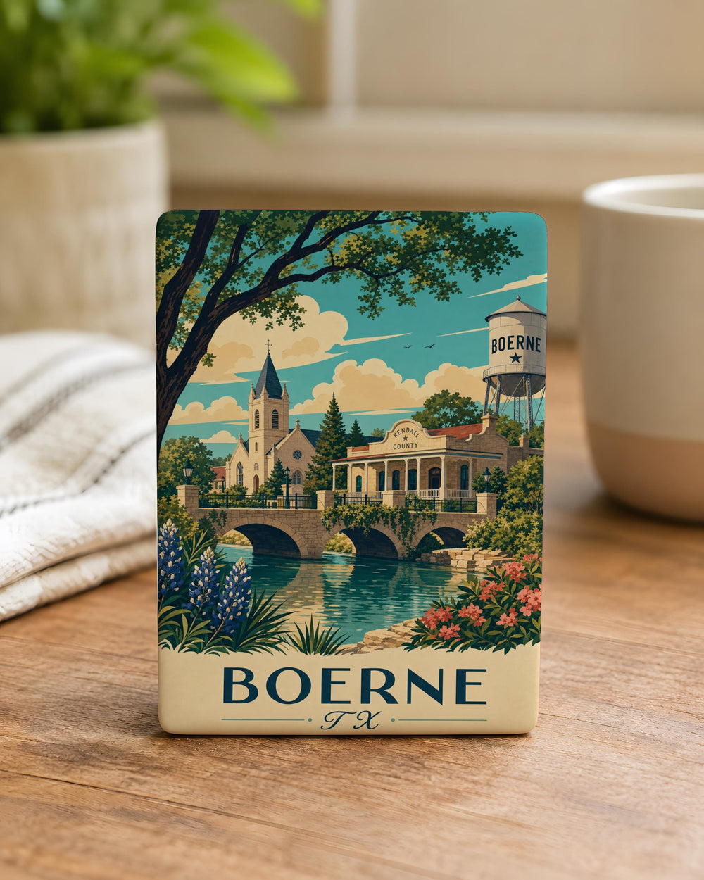 Boerne TX Fridge Magnet, Boerne Texas Souvenir Magnet, Hill Country Travel Gift, Texas Town Keepsake Magnet