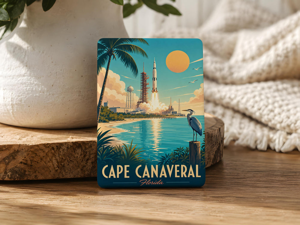 Cape Canaveral Fridge Magnet, Florida Space Coast Souvenir Magnet, NASA Launch Pad Rocket Magnet, Coastal Travel Keepsake