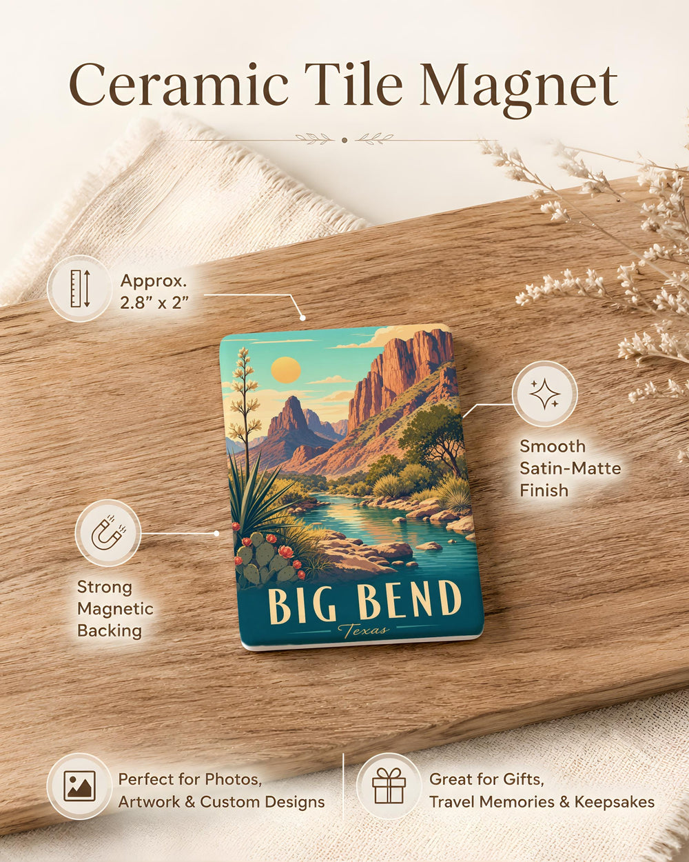 Big Bend National Park Fridge Magnet, Texas Desert Landscape Souvenir Magnet, Rio Grande Canyon Travel Keepsake Magnet