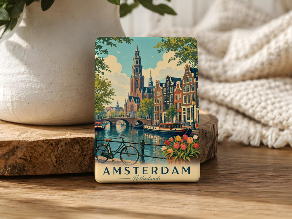 Amsterdam Netherlands Fridge Magnet, Amsterdam City Souvenir Magnet, Netherlands Travel Gift, Amsterdam Landmark Magnet
