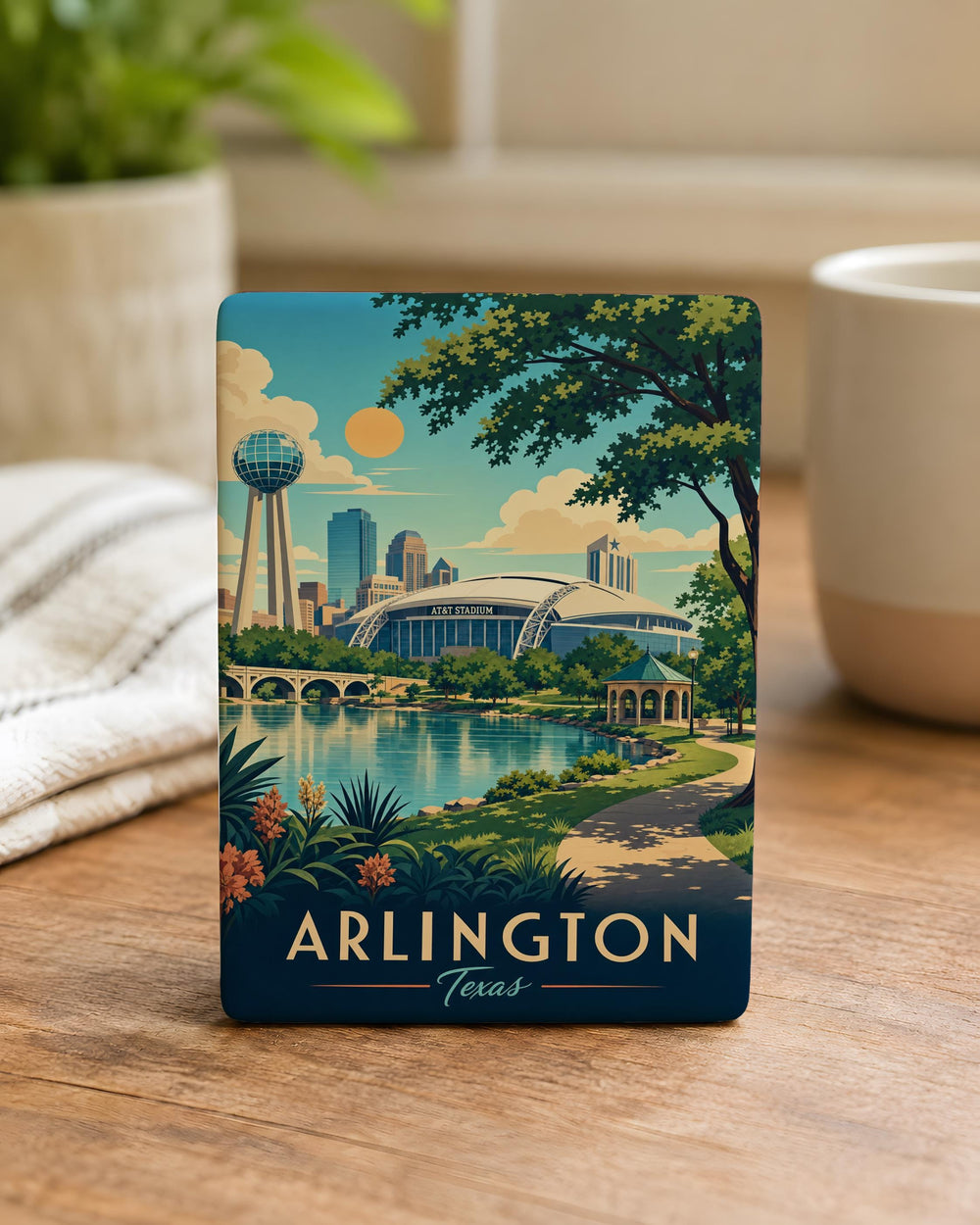Arlington TX Fridge Magnet, Arlington Texas Souvenir Magnet, Arlington City Landmark Travel Keepsake Magnet