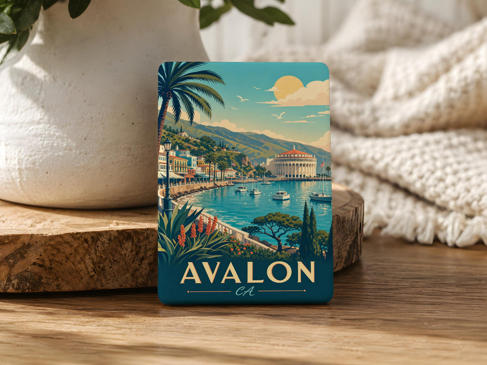 Avalon CA Fridge Magnet, Catalina Island Souvenir Magnet, California Coastal Town Travel Keepsake Magnet