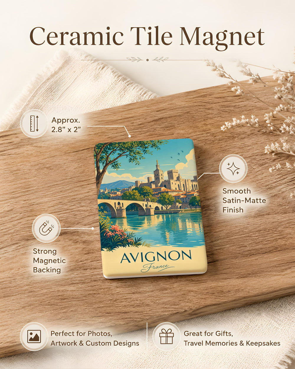 Avignon France Fridge Magnet, Avignon Souvenir Magnet, Provence Travel Gift, French City Landmark Refrigerator Magnet