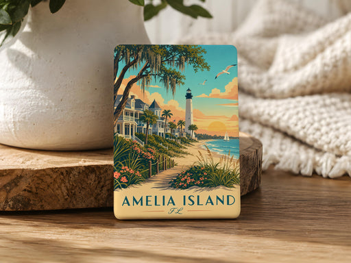 Amelia Island FL Fridge Magnet, Amelia Island Florida Souvenir Magnet, Fernandina Beach Travel Gift, Coastal Vacation Keepsake