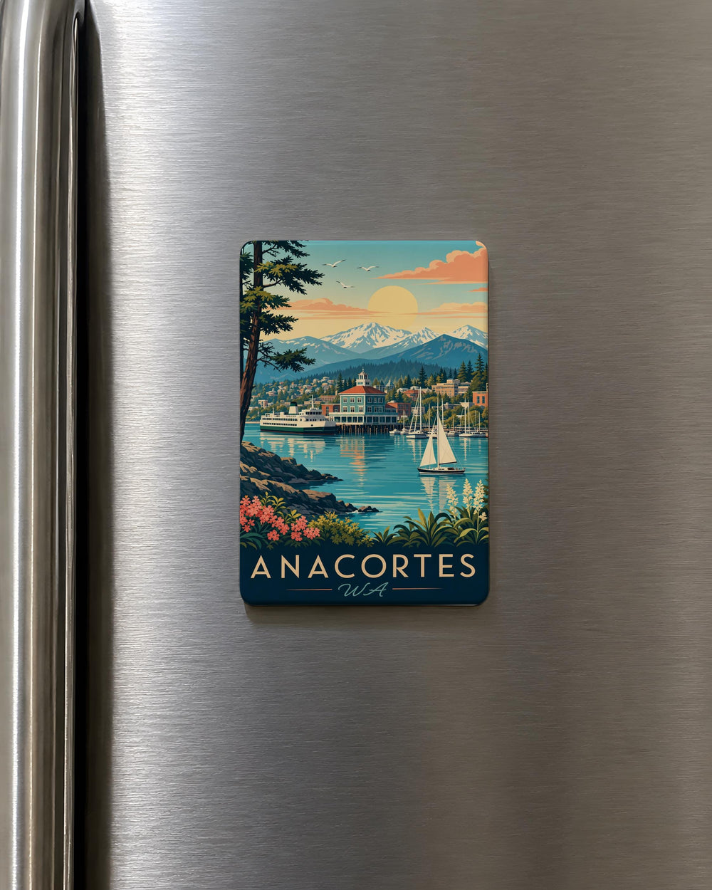Anacortes WA Fridge Magnet, Anacortes Washington Souvenir Magnet, Skagit County Travel Keepsake, Pacific Northwest Gift