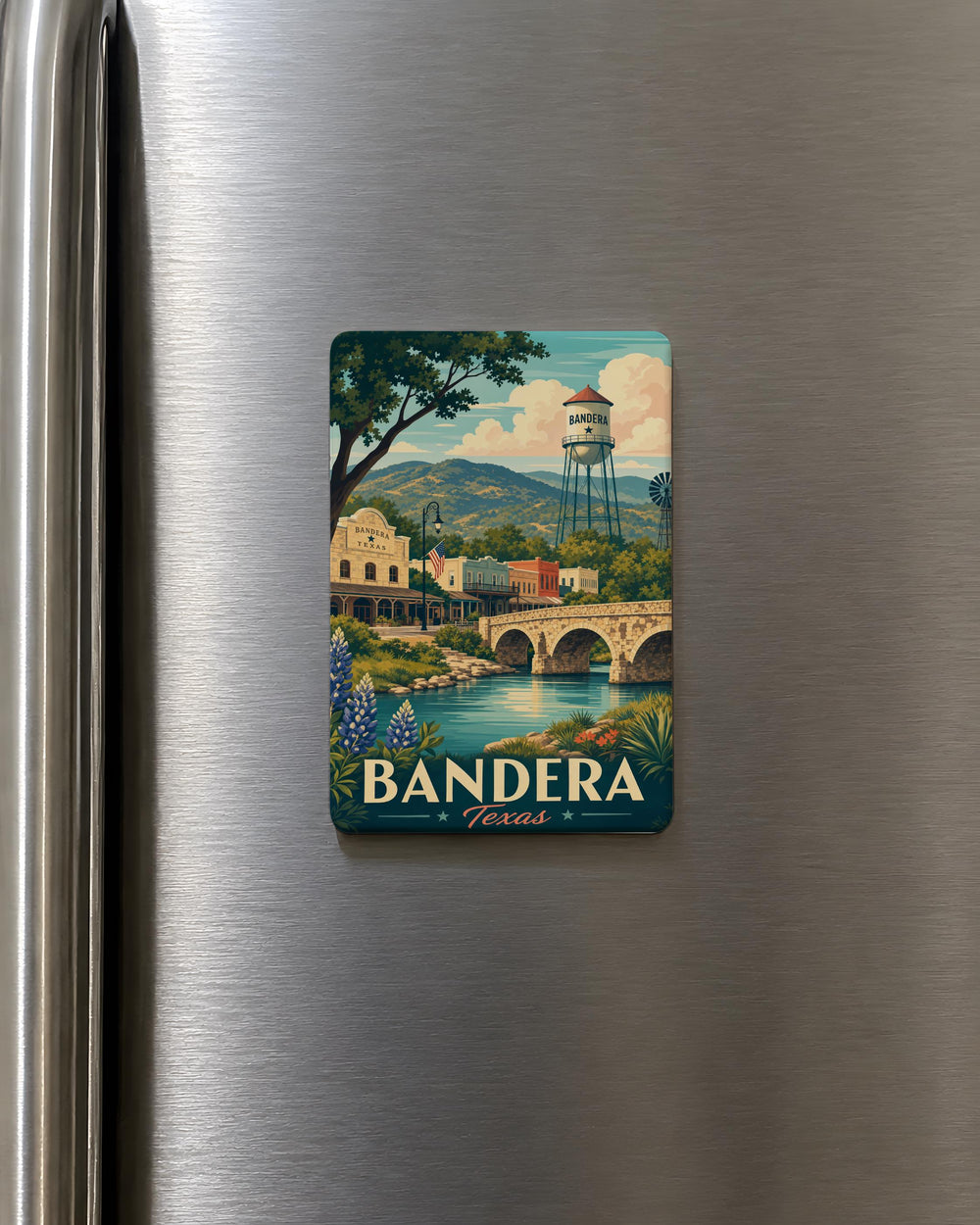 Bandera Texas Fridge Magnet, Bandera TX Souvenir Magnet, Texas Hill Country Travel Gift, Western Cowboy Town Keepsake Magnet